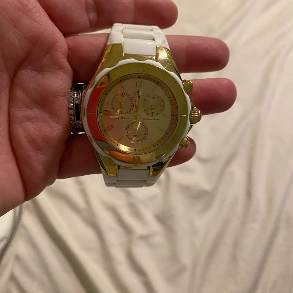 Authentic, white sporty Michele watch.